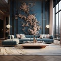 expensive designer interior with exclusive luxury and futuristic elements