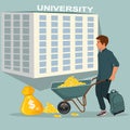 Expensive education concept, vector illustration Royalty Free Stock Photo