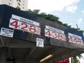 Expensive Gas Prices Display on side of roof Royalty Free Stock Photo