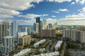 Expensive highrise hotels and condos on Atlantic ocean shore in Sunny Isles Beach city. American tourism infrastructure