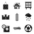 Expensive house icons set, simple style