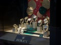 Expensive Luxury Rolex watches on display in a store window in London