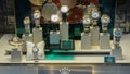 Expensive Luxury Rolex watches on display in a store window in London