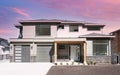 New Home Construction Modern Suburban Residential Maison House Pink Sky Chilliwack Canada Royalty Free Stock Photo