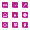 Expensive snapshot icons set, grunge style