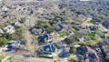 Expensive suburban neighborhood, aerial view low density housing area small number of luxury two story house with circular