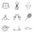 Expensive toy icons set, outline style Royalty Free Stock Photo