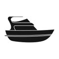 Expensive yacht for rich people.Yacht for vacations and short trips.Ship and water transport single icon in black style Royalty Free Stock Photo