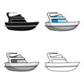 Expensive yacht for rich people.Yacht for vacations and short trips.Ship and water transport single icon in cartoon Royalty Free Stock Photo