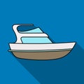 Expensive yacht for rich people.Yacht for vacations and short trips.Ship and water transport single icon in flat style Royalty Free Stock Photo