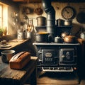 Cabin Cooking: Homely Kitchen with Steaming Pot