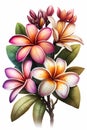 Exquisite Plumeria Flower Realistic Illustration - Botanical Art and Delicate Petals