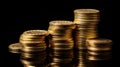 Fortune\'s Embrace: Stack of Gold Coins on Black Royalty Free Stock Photo
