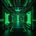 Symmetrically Glowing Green & Lime Interior: Award-Winning Artwork Design in 8K HD!