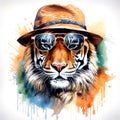 Tiger watercolor illustration