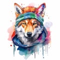 Wolf watercolor illustration