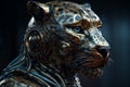 Cinematic 3D Realism: Highly Detailed Cheetah Robot Head with Super Volume and Rococo Touches
