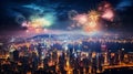 Vibrant Chinese New Year Fireworks Illuminate Hong Kong Skyline