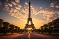 Iconic Eiffel Tower at Golden Hour in Paris, France