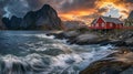 Lofoten's Majesty: Dramatic Seascape at Sunset Royalty Free Stock Photo