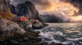 Lofoten's Majesty: Dramatic Seascape at Sunset Royalty Free Stock Photo