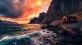 Lofoten's Majesty: Dramatic Seascape at Sunset Royalty Free Stock Photo