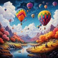 Colorful Surreal Art Piece with Reversed Gravity