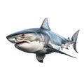3D digital render of a great white shark isolated on white background