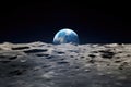 Experience the awe-inspiring view of the Earth from the moon, showcasing the beauty and fragility of our planet, An a