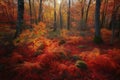 Vibrant Autumn Forest Tapestry in Golden Hour Light Royalty Free Stock Photo