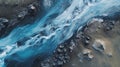 Top-down View Of Glacier River Stream In Iceland