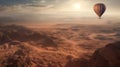 Marvel at Mars: Epic Aerial View of Red Planet\'s Landscape with Balloon & City in Foreground - Cinematic, Hyper-Detailed & Color Royalty Free Stock Photo