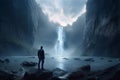 Mystical Marvels Cinematic 3D Landscape with Glowing Crystals and Waterfalls