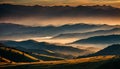 Sunrise Over the High Ridge of the Mountains Royalty Free Stock Photo