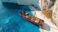 Navagio Beach, Zante, Greece: Aerial View of Famous Wrecked Ship