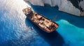 Navagio Beach, Zante, Greece: Aerial View of Famous Wrecked Ship