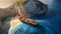 Navagio Beach, Zante, Greece: Aerial View of Famous Wrecked Ship