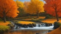 Beauty of picturesque autumn landscape trees and bushes