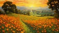 Nasturtium Field In Provence Morning