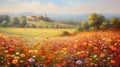 Zinnia Field In Provence Morning