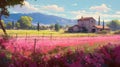 Sweet Pea Field In Provence Morning Royalty Free Stock Photo