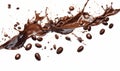Decadent Dive: Coffee Beans Plunging into a Rich Chocolate Abyss Royalty Free Stock Photo