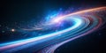 Dynamic Abstract Light Trails A Visually Stunning Representation of Speed and Movement Through a Curved Cosmic Pathway Royalty Free Stock Photo