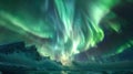 Aurora Borealis Light Up The Night Sky in Epic Fantasy Landscape