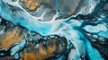 Top-down View Of Glacier River Stream Reaching The Coast In Iceland