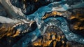 Top-down View Of Glacier River Stream At Sunrise In Iceland
