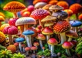 A Stunning Aerial Perspective on Diverse Mushroom Varieties: Unveiling the Intricate Beauty and Vibrant