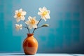 Experience the charm of minimalist still life with this elegant arrangement of flowers in a vase,