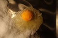 Cold weather in winter -50 degrees Celsius. Frozen egg. Turkey, Erzurum