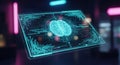 Futuristic holographic brain interface technology explores advanced ai and neural networks Royalty Free Stock Photo